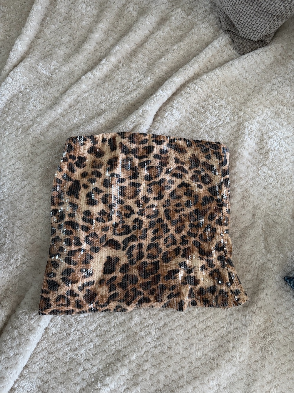 Princess Polly Leopard Sequin Crop Top - Brown/Black